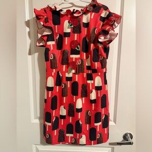 Red Ice Cream Print Dress w/ sequin details 🌺